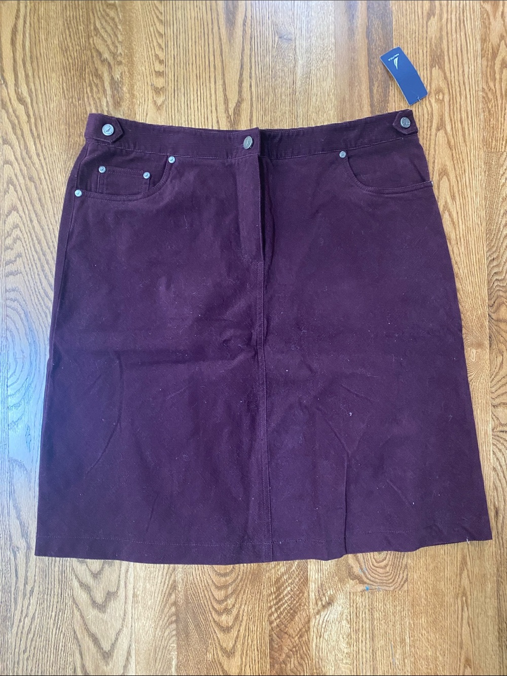 NWT Nautica deep plum casual straight cut skirt lightweight corduroy size 12